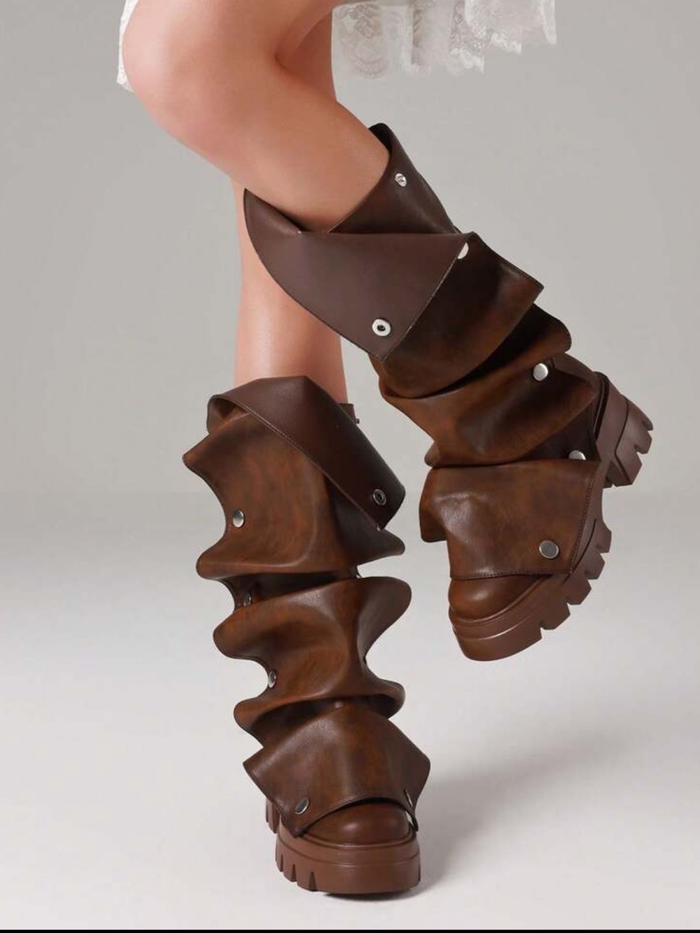 Brown Baggy Platform Boots